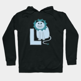 L is for Lion - Blue L Initial Hoodie